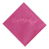 Shiny Dusty Rose on Hot Pink New Year Foil Printed Cocktail Napkins, set of 20