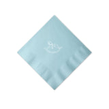 White Foil Printed Rocking Horse on Blue Cocktail Napkin