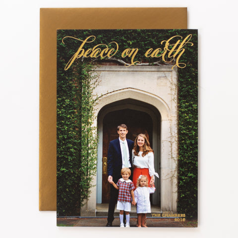 Full Bleed Photo Printed Holiday Card with Foil Printing