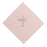 Gold on Pink Baptism Cross Foil Printed Cocktail Napkins, set of 20