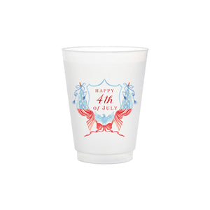 Watercolor "Happy 4th of July" crest Full Color Frosted Cup