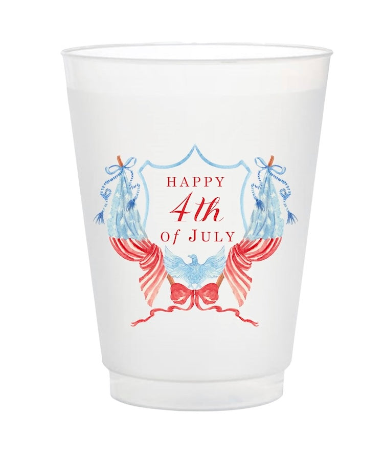 Watercolor "Happy 4th of July" crest Full Color Frosted Cup