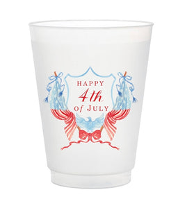 Watercolor "Happy 4th of July" crest Full Color Frosted Cup