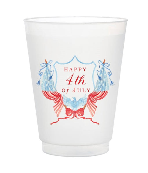 Watercolor "Happy 4th of July" crest Full Color Frosted Cup