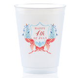 Watercolor "Happy 4th of July"Crest Full Color Frosted Cup, Set of 12