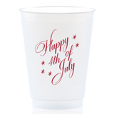Happy 4th of July Frosted Red Foil Cups, Set of 12