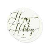Engraved Printed Holiday Tag "Happy Holidays" Round, Set of 50