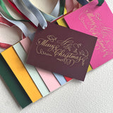 Custom Calligraphy Merry Christmas Engraved multi-colored card stock Gift Tags, Set of 10