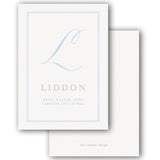 Pale Blue Script Monogram with Border Family Enclosure Card