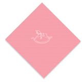 White Rocking Horse Foil Printed Pink Cocktail Napkins, set of 20