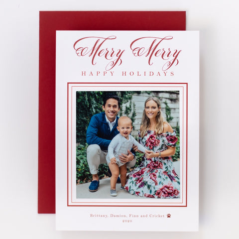 Merry Merry Letterpress Photo Attach Holiday Card