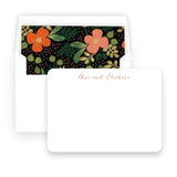 Peach and Coral Rose Lined Square Flap Women's Stationery
