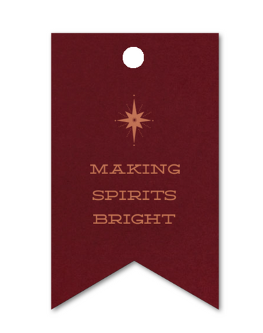 "Making Spirits Bright" Cranberry Card Stock with Gold Foil printed Holiday Gift Tag