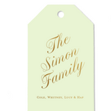 Custom Mint and Gold Script Family Luggage Foil Gift Tag