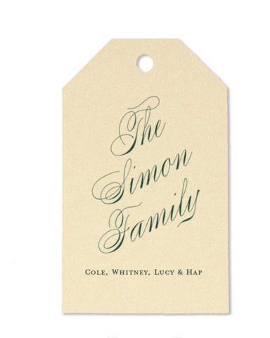 Custom Sahara and Forest Script Family Luggage Foil Gift Tag