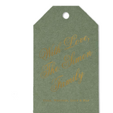 Custom Dark Sage and Gold Script Family Luggage Foil Gift Tag