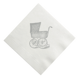 Grey Vintage Carriage / Pram Flat Printed Cocktail Napkins, Set of 20