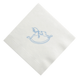 Blue Rocking Horse Foil Printed Cocktail Napkins, set of 20