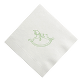 Green Rocking Horse Foil Printed Cocktail Napkins, set of 20