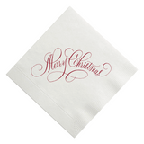 Cherry Red Foil Merry Christmas Cocktail Napkins, Set of 20