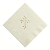 Gold on Cream Baptism Cross Cocktail Napkins, set of 20