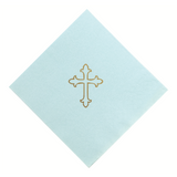 Gold on Baby Blue Baptism Cross Cocktail Napkins, set of 20