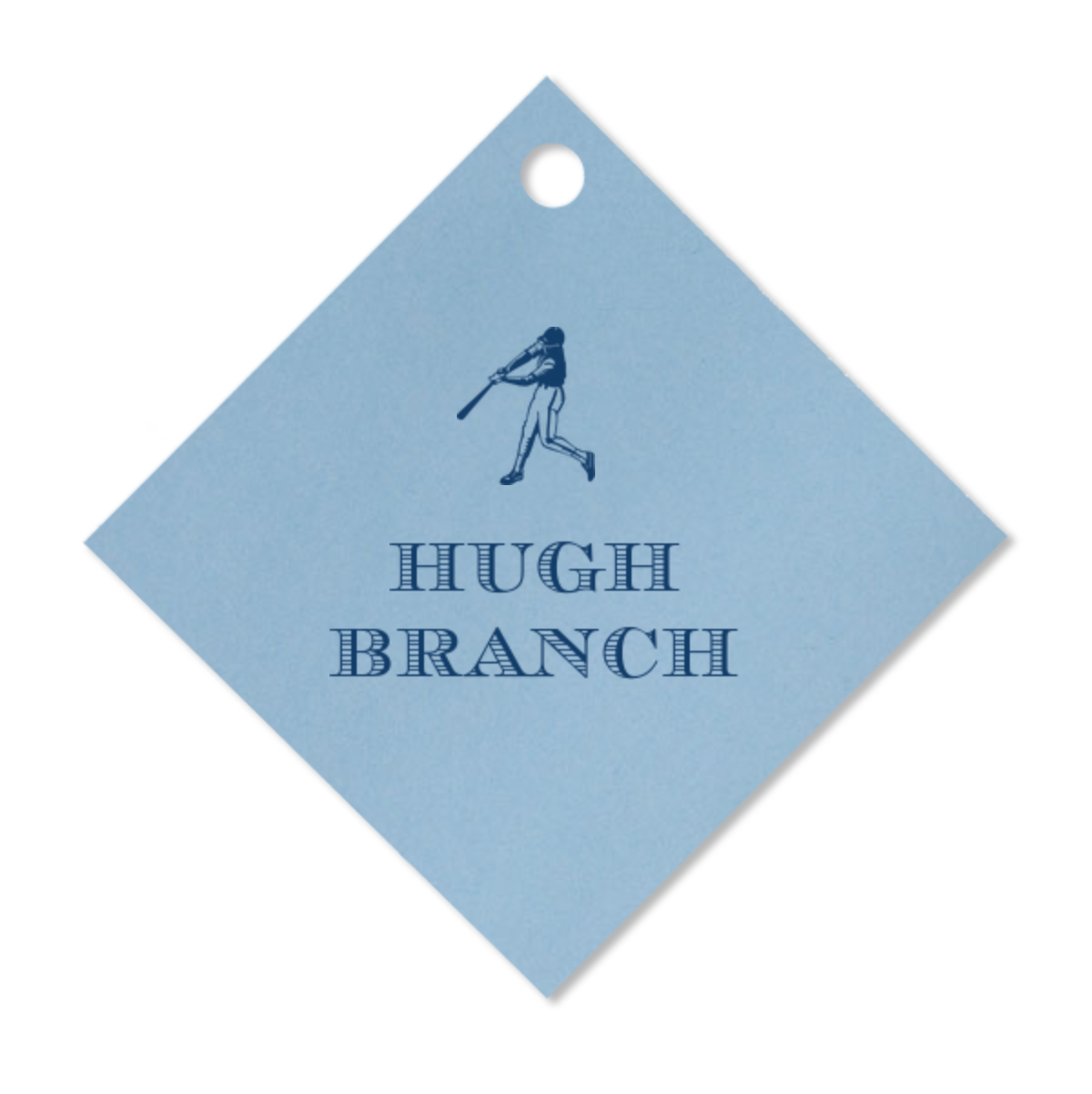 Custom French Blue and Navy Diamond Baseball Foil Gift Tag