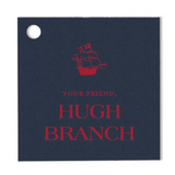 Custom Navy and Red Square Sailboat Foil Gift Tag