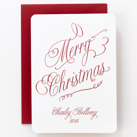 Script Merry Christmas Letterpress Holiday Card
