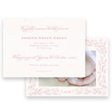 Landscape Pink Floral Border Holiday Card / Birth Announcement