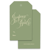 Joyeux Noel Green & Cream Holiday Gift Tags, Set of 12