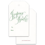White & Green Joyeux Noel Holiday Gift Tags, Set of 12