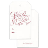 Hope, Peace, Joy, Love Holiday Gift Tags, Set of 12