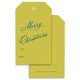 Chartreuse  & Teal Merry Christmas Holiday Gift Tags, Set of 12