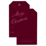 Claret and Pink Merry Christmas Holiday Gift Tags, Set of 12