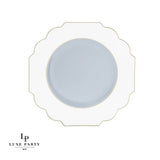 Scalloped Clear Base Gold • White Plastic Plates | 10 Pack