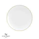 Round White • Gold Plastic  Plates | 10 Pack
