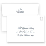 Navy and Blue Script "Joyeux Noel" Portrait Holiday Card