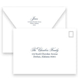 Navy and Blue Script "Joyeux Noel" Portrait Holiday Card