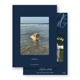 Navy and Blue Script "Joyeux Noel" Portrait Holiday Card