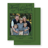 Green and Navy "Merry Christmas" Flourish Holiday Card