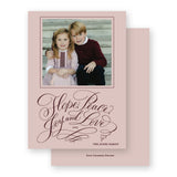 Claret on Pink "Peace, Hope, Joy, & Love " Holiday Card