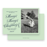 Navy on Mint "Merry Merry Merry " Holiday Card