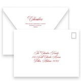 Simple Blue and Red Sleigh Bell Landscape Holiday Christmas Card