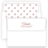 Simple Blue and Red Sleigh Bell Landscape Holiday Christmas Card