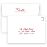 Simple Blue and Red Sleigh Bell Landscape Holiday Christmas Card