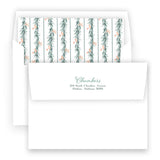 Watercolor Red Ribbon with Peach Berry Pine Garland Portrait Full Picture Holiday Card