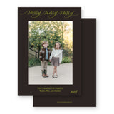 Chocolate and Green  "Merry, Merry, Merry " Holiday Card