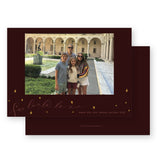 Claret, Pink, & Yellow Stars  "Fa, La, La, La " Holiday Card