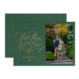 "Hope, Peace, Joy, & Love " Green with Gold Foil Printed Photo Attached Holiday